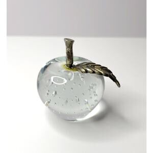 Vintage Albert Price Products Controlled Bubble Glass Art Apple Paperweight